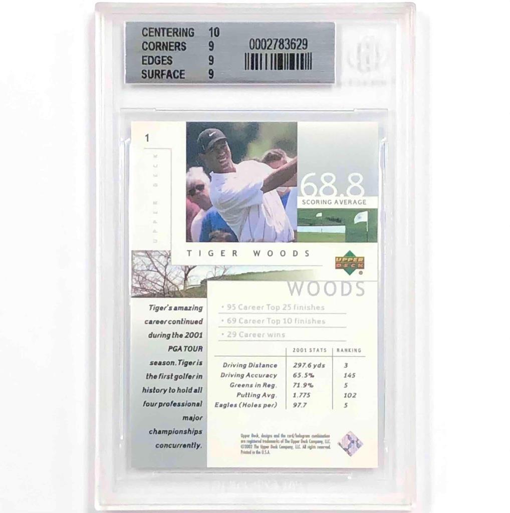 2002 UD Upper Deck PGA Tour Golf #1 Tiger Woods SP Silver Parallel BGS 9 Mint
