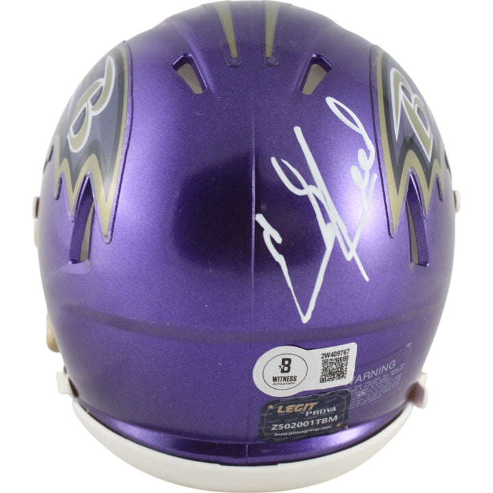 Ed Reed Autographed Baltimore Ravens Flash Mini Helmet Beckett Witness 49261