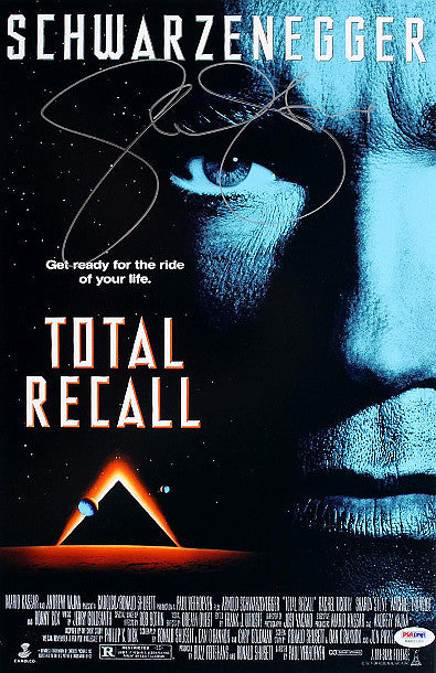 Sharon Stone signed Total Recall 11x17 Movie Poster( w/Schwarzenegger)- PSA ITP