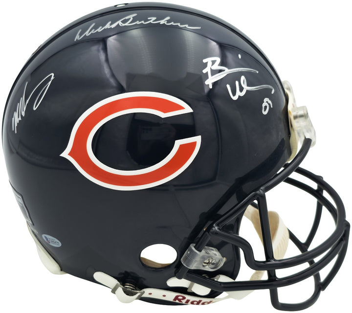 Dick Butkus Mike Singletary Brian Urlacher Signed Chicago Bears Full Size Helmet