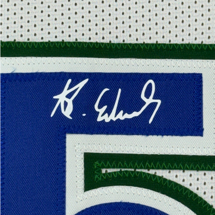 Framed Facsimile Autographed Anthony Edwards 35x39 White Retro Reprint Jersey