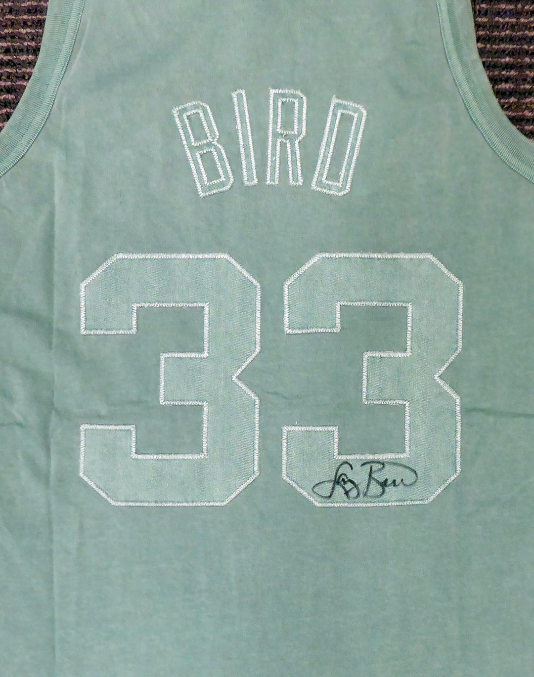 Celtics Larry Bird Auto Green Mitchell Ness Washed Out Swingman Jersey L Beckett