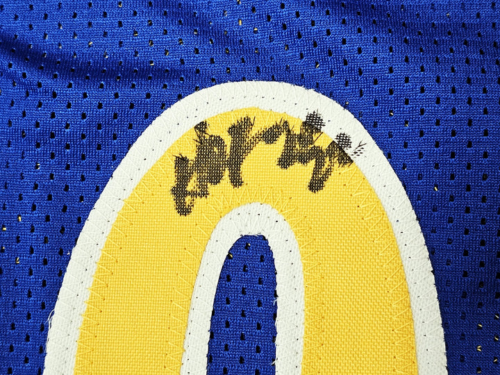 Warriors Chris Mullin, Tim Hardaway, Richmond Auto Blue Jersey Run TMC HOF BAS
