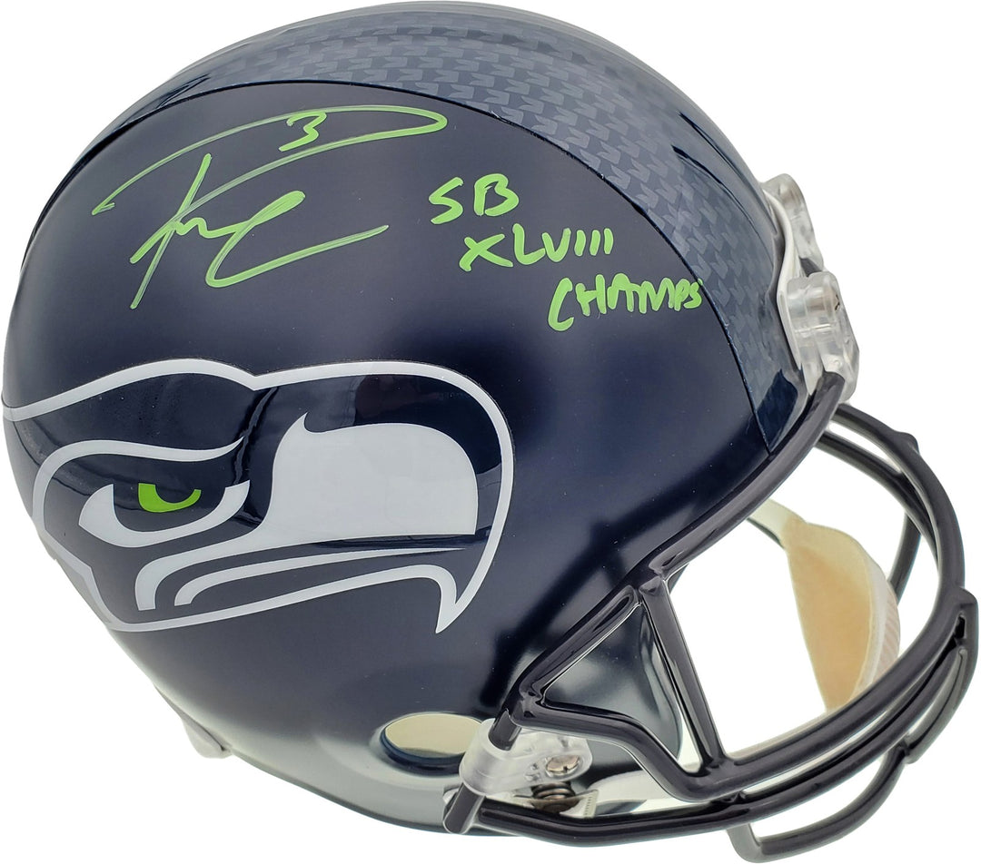 Russell Wilson Signed Seahawks SB Full Size Replica Helmet In Green RW Holo