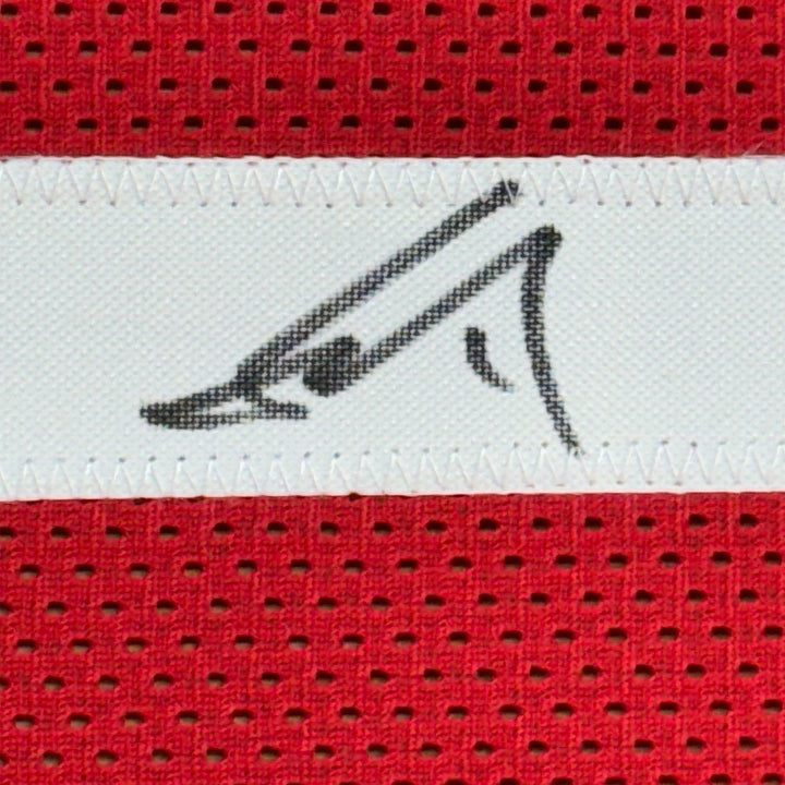 Framed Autographed/Signed Yao Ming 35x39 Houston Red Jersey BAS COA