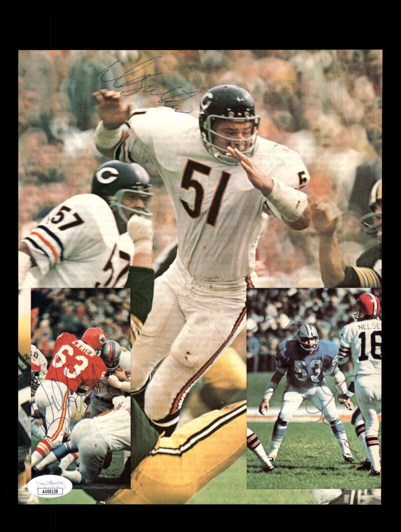 Dick Butkus Willie Lanier Mike Lucci JSA Autograph 8x10 Signed Vintage Photo