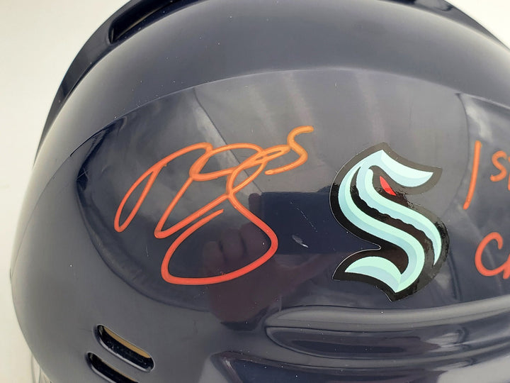 Mark Giordano Auto Seattle Kraken Blue Mini Helmet 1st SEA Captain Fanatics Holo