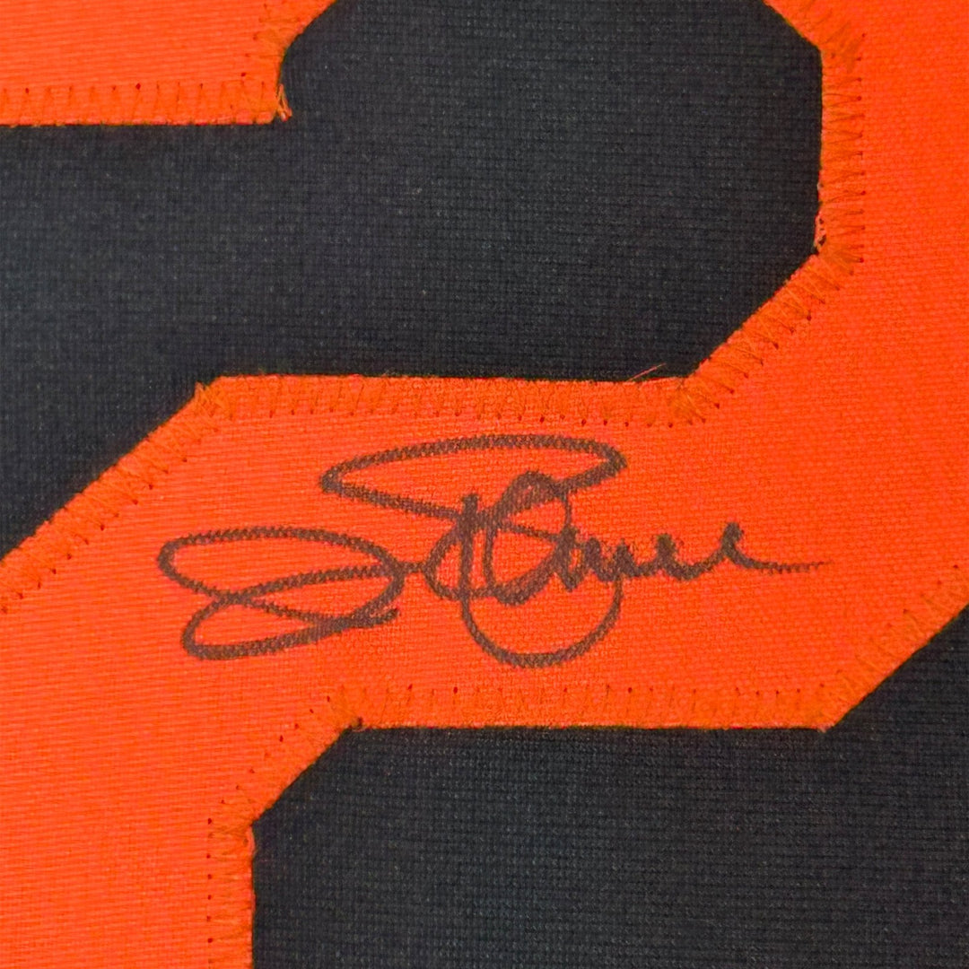 FRAMED Signed JIM PALMER 35x39 Baltimore Black Jersey JSA COA Auto