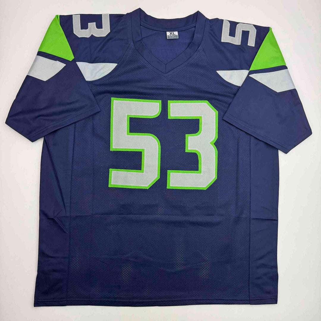 Autographed/Signed Malcolm Smith Seattle Blue Jersey Beckett BAS COA