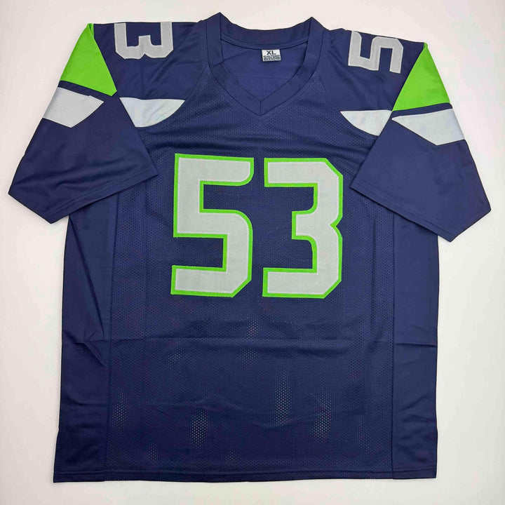 Autographed/Signed Malcolm Smith Seattle Blue Jersey Beckett BAS COA
