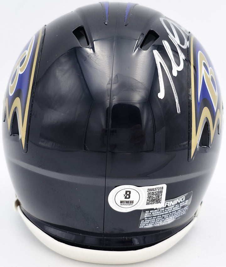 Terrell Suggs Auto Signed Baltimore Ravens Black Speed Mini Helmet Beckett Wit