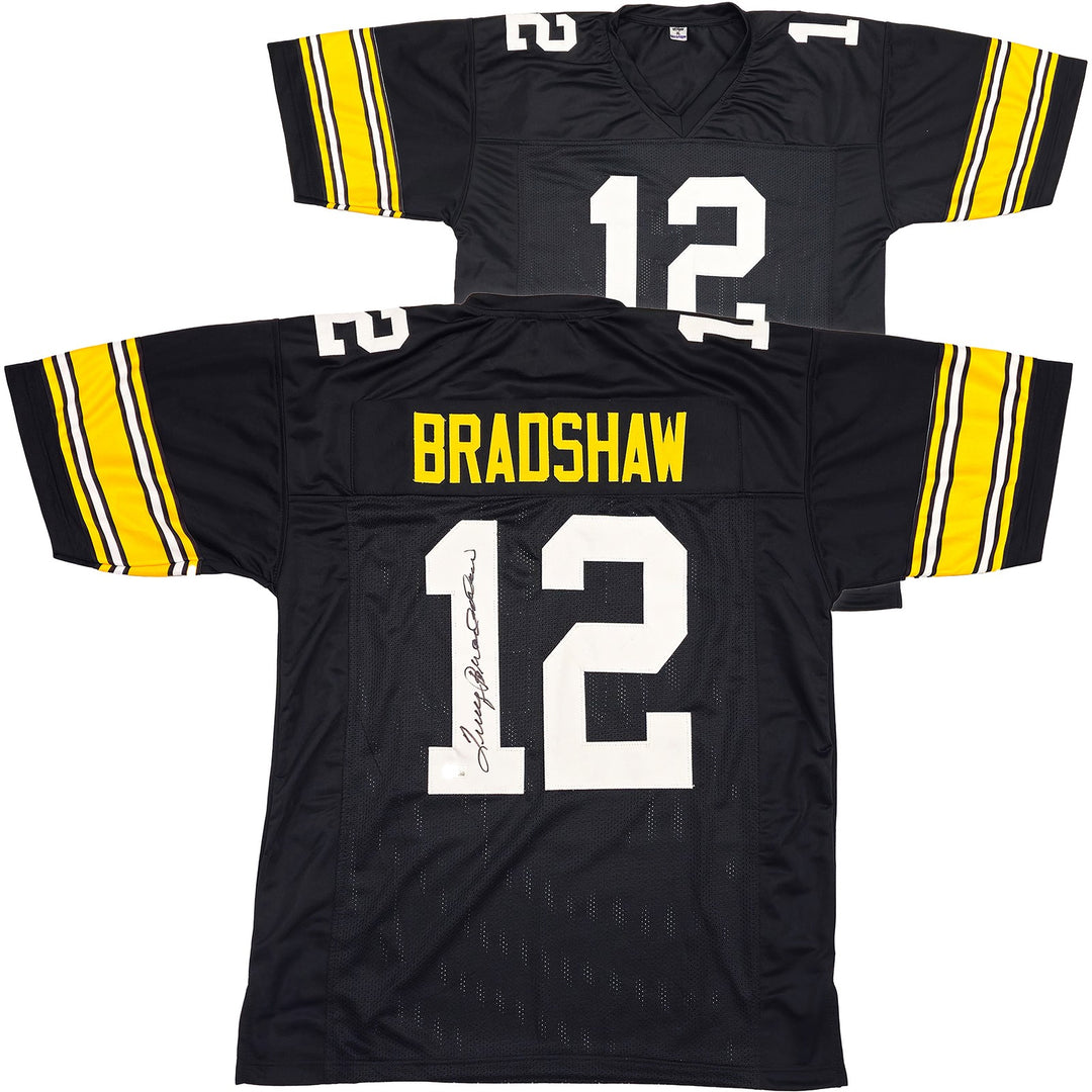 Pittsburgh Steelers Terry Bradshaw Signed Black Jersey Beckett Witness