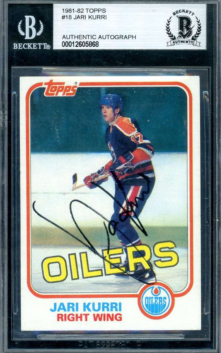 Jari Kurri Beckett BAS Signed 1981-82 Topps Rookie Autograph