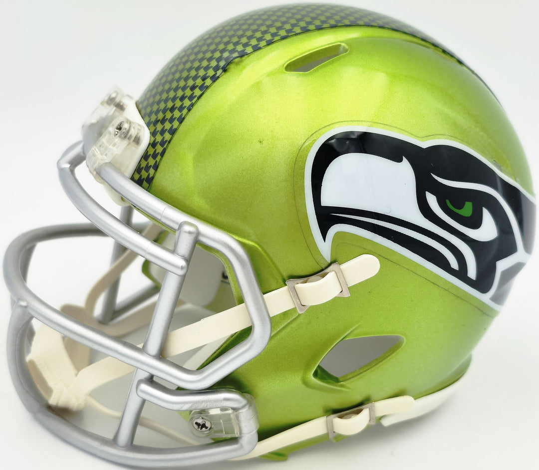 Malcolm Smith Signed Seahawks Flash Green Speed Mini Helmet Beckett Wit