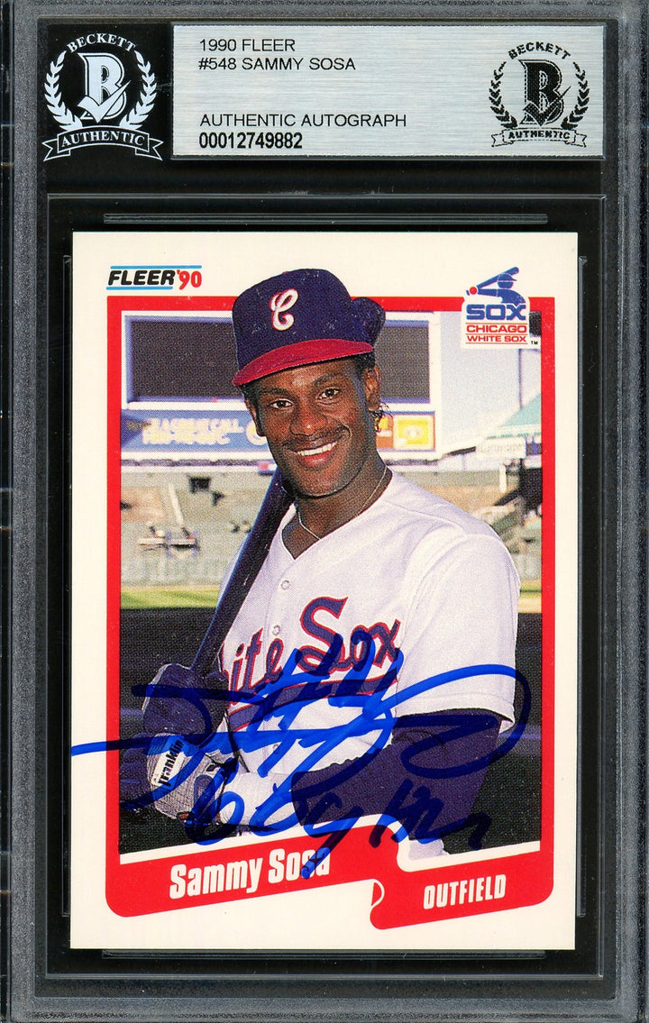Sammy Sosa Signed 1990 Fleer RC 548 Chicago White Sox "609 HR" Beckett #12749882