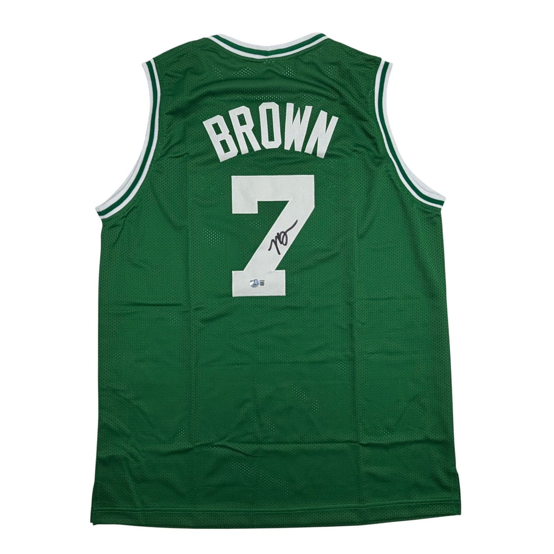 Autographed/Signed Jaylen Brown Boston Green Basketball Jersey Beckett COA