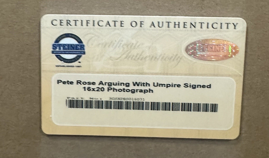 Pete Rose Signed 16x20 Framed Umpire Vintage Photo Reds Autograph PSA Steiner