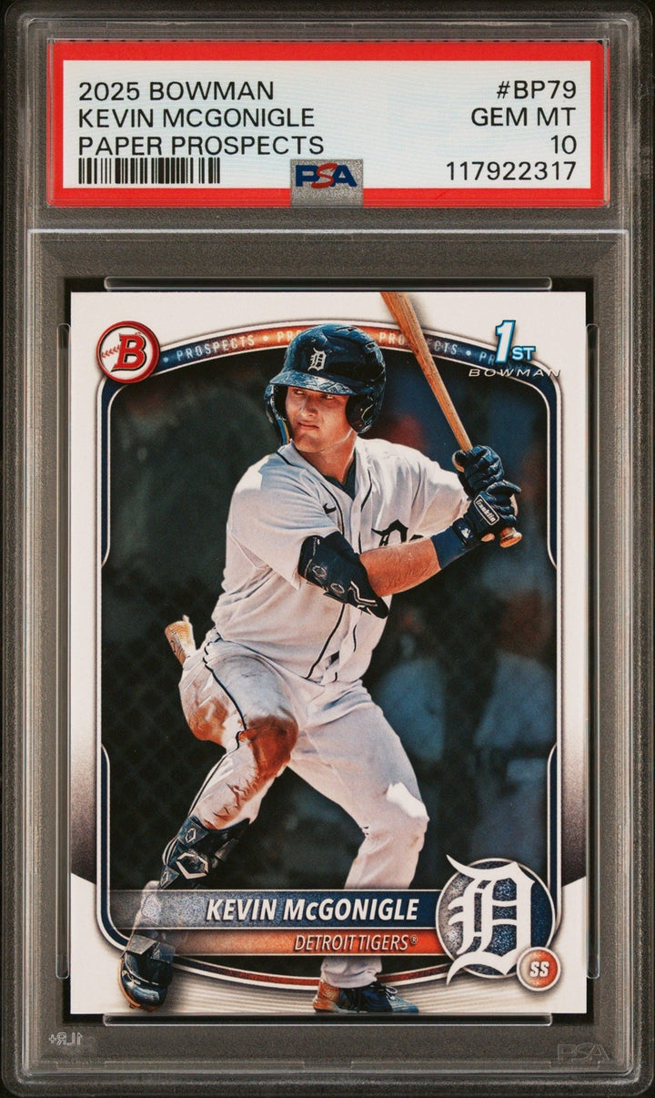Graded 2025 Topps Bowman Kevin McGonigle #BP79 Rookie Baseball Card PSA 10