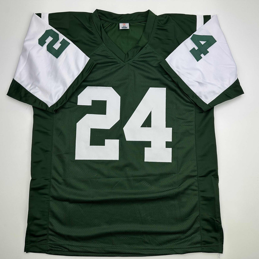 Autographed/Signed Darrelle Revis New York Green Football Jersey Beckett BAS COA