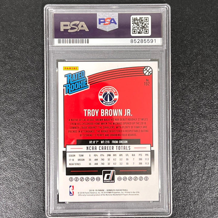 2018-19 Panini Donruss Rated Rookie #192 TROY BROWN JR. Signed Card AUTO PSA Sla