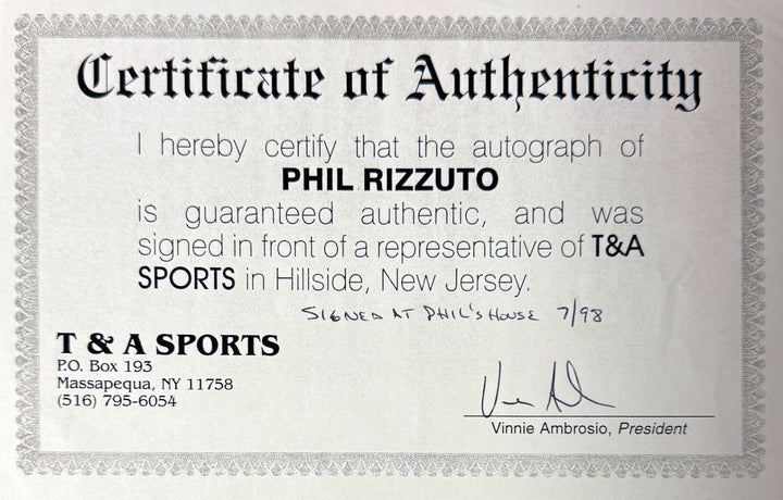 Phil Rizzuto signed MLB Hall of Fame Induction Day 8x10 Photo/Card Framed - COA