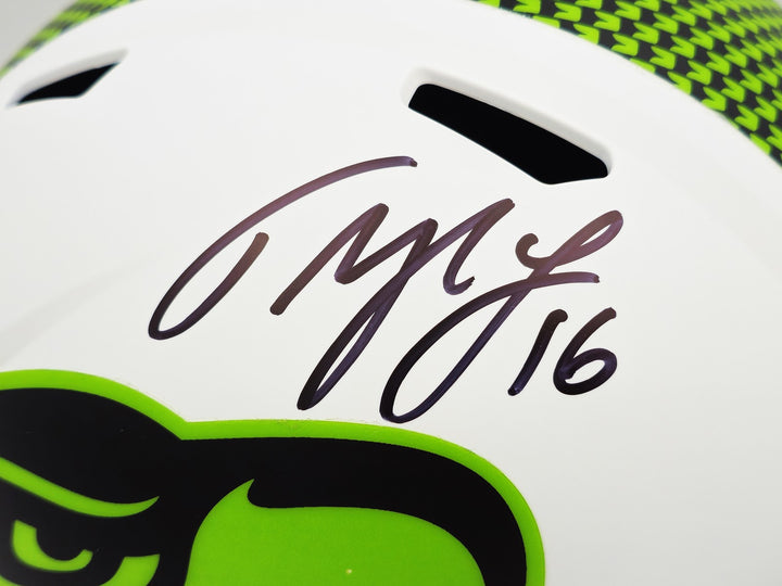 Tyler Lockett Auto Seahawks Lunar Eclipse White Full Size Speed Rep Helmet