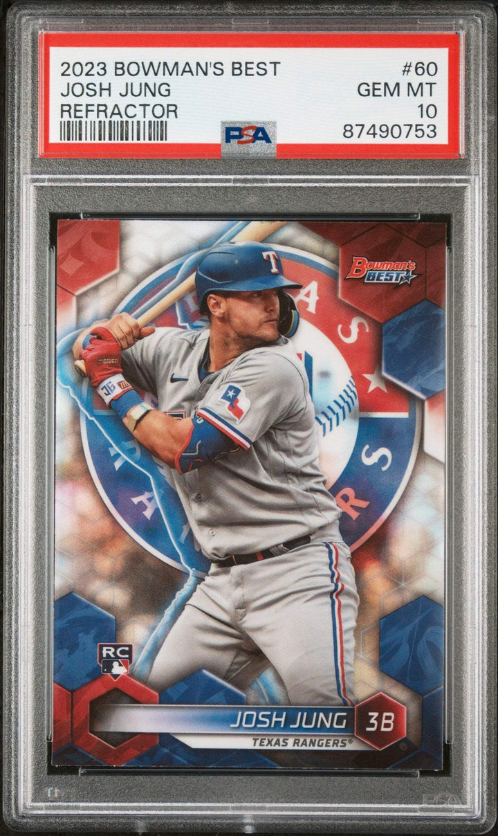 Graded 2023 Topps Bowmans Best Josh Jung #60 Refractor RC Baseball Card PSA 10