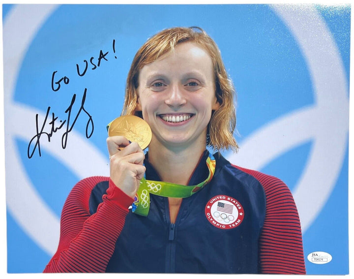 KATIE LEDECKY SIGNED AUTOGRAPH 11X14 PHOTO 2016 2024 OLYMPICS SWIMMING USA JSA !