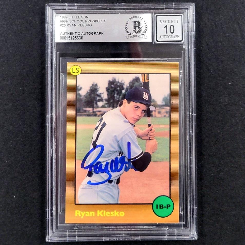 Ryan Klesko signed 1989 Little Sun High School Prospects Pre RC card BAS 10 auto