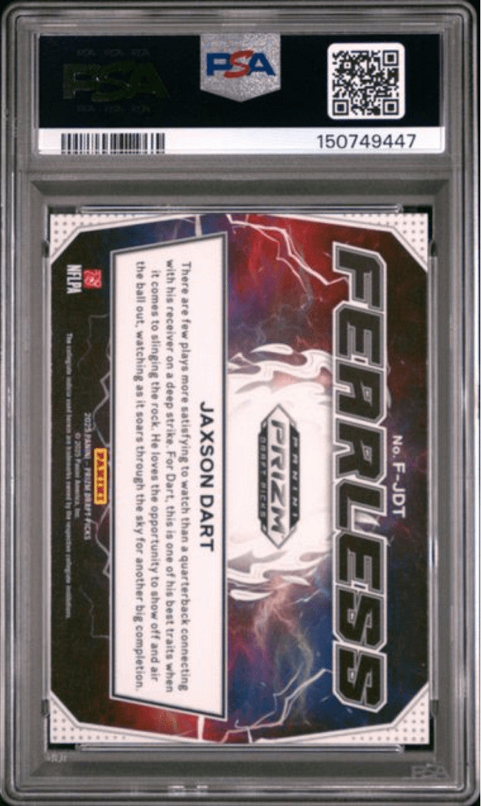 Graded 2025 Panini Prizm DP Jaxson Dart #FJDT Fearless Rookie Card PSA 10