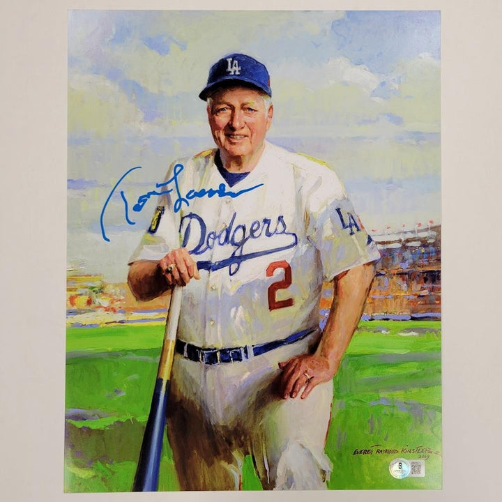 Tommy Lasorda signed 11x14 photo Los Angeles Dodgers autograph ~ Beckett BAS