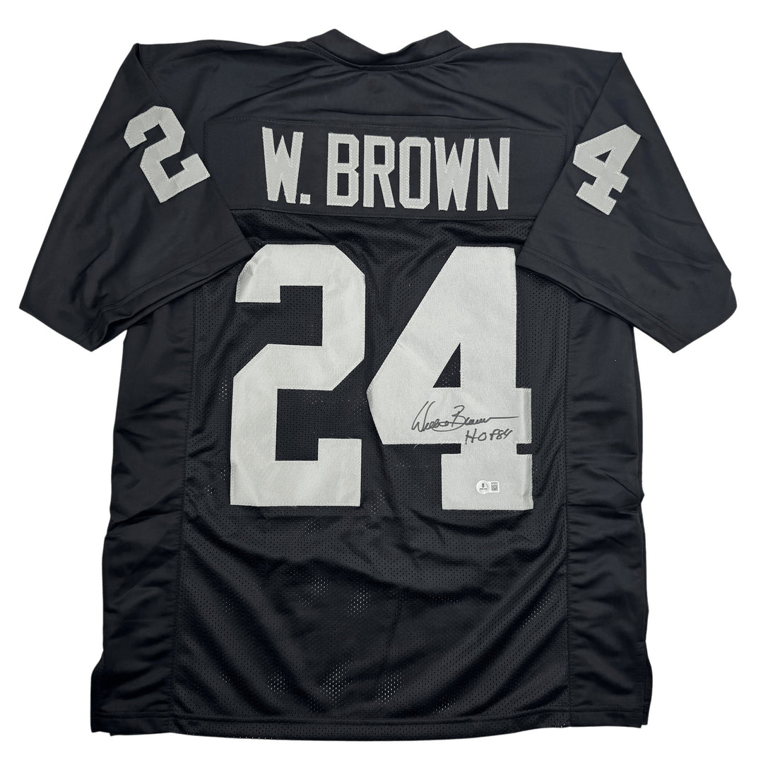 Signed Willie Brown HOF 84 Las Vegas Oakland Black Jersey JSA COA