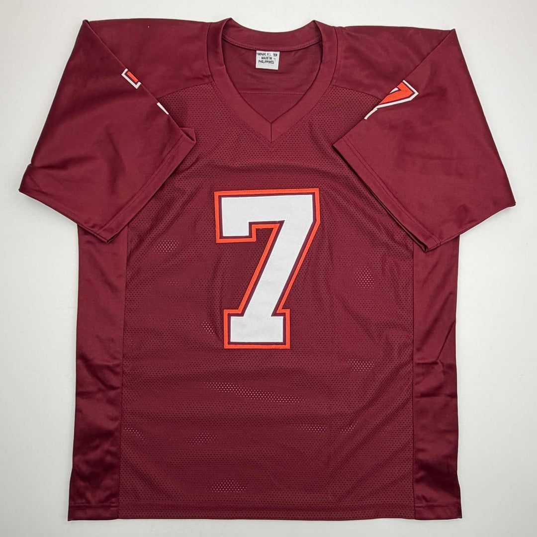 Autographed/Signed MICHAEL MIKE VICK Virginia Tech Maroon Jersey PSA COA