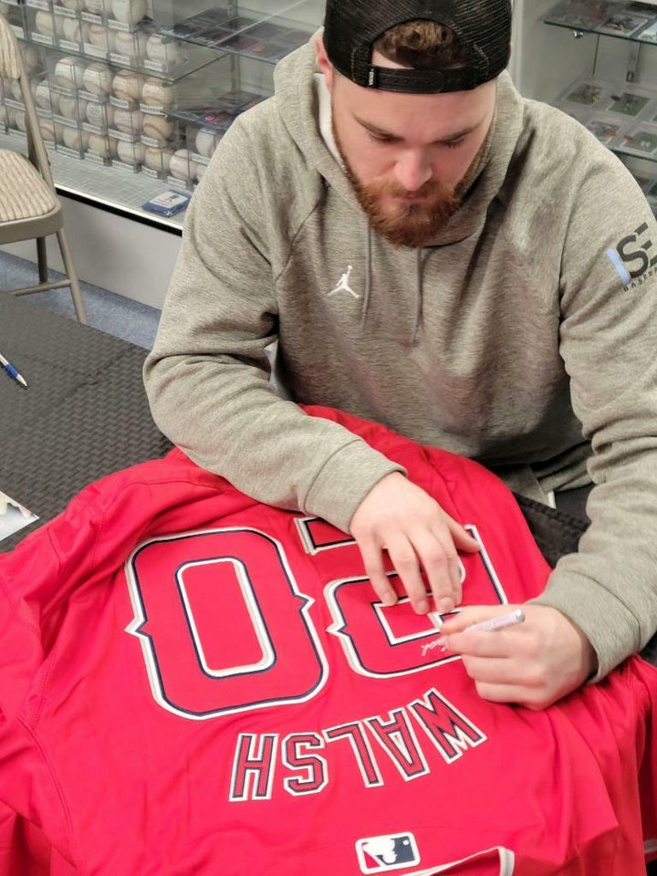Jared Walsh signed Red Los Angeles Angels Jersey autograph ~ BAS Beckett Witness