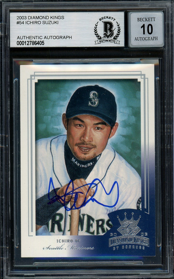 Ichiro Suzuki Auto 2003 Donruss Diamond Kings Card 54 Mariners Auto 10 Beckett