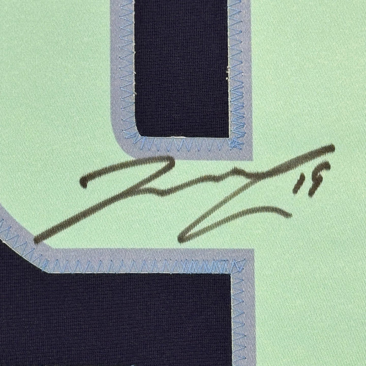 Framed Autographed/Signed Jared McCann 35x39 Seattle Blue Jersey JSA COA