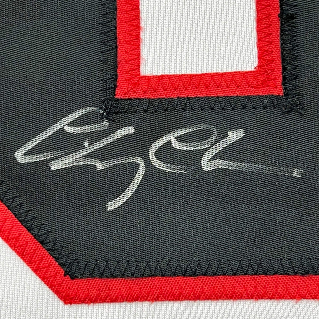 FRAMED Autographed/Signed CHEVY CHASE 33x42 Clark Griswold White Jersey BAS COA