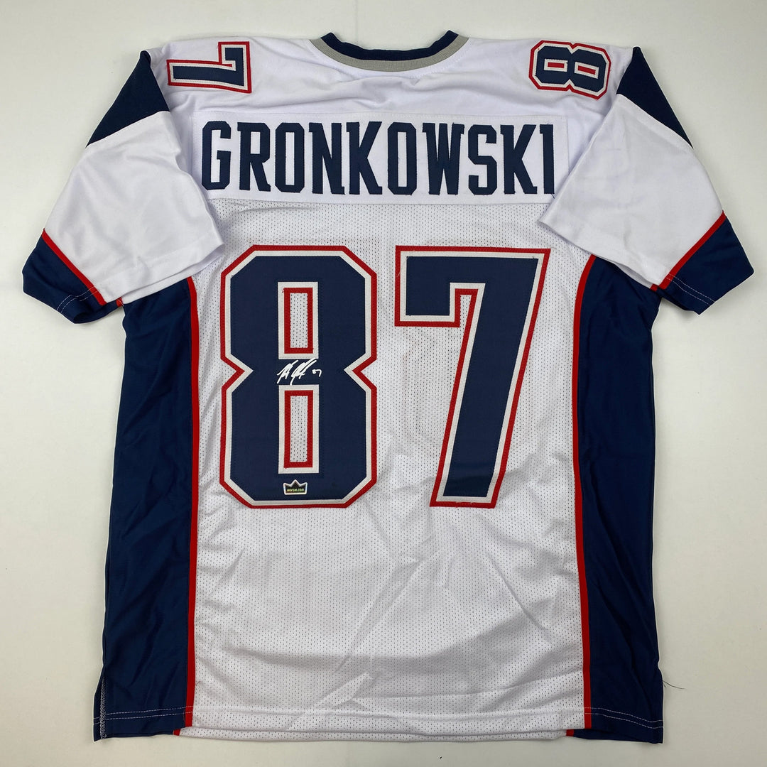 Facsimile Autographed Rob Gronk Gronkowski New England White Jersey Men's XL