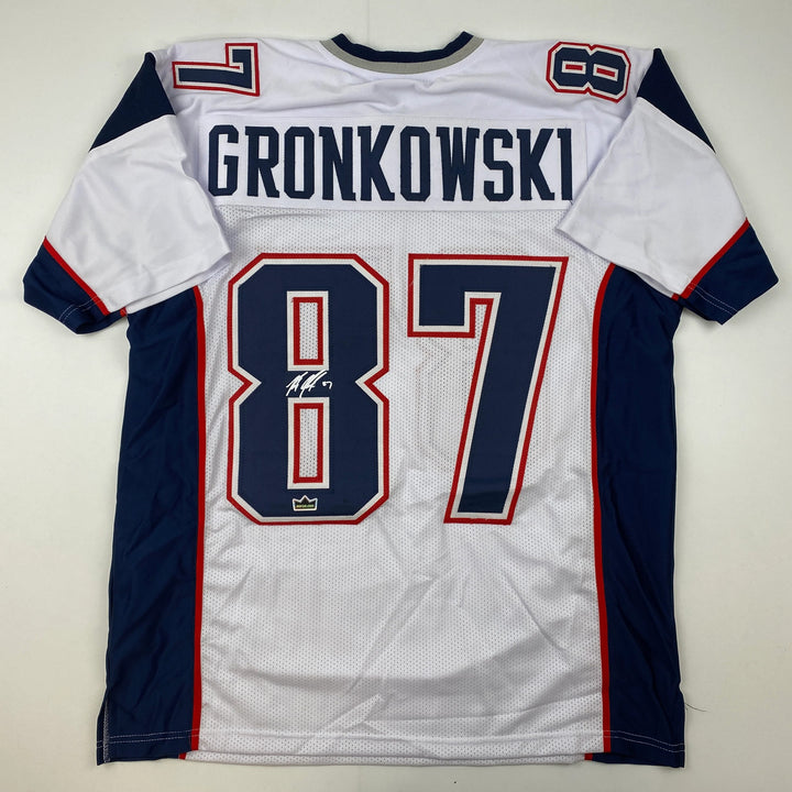 Facsimile Autographed Rob Gronk Gronkowski New England White Jersey Men's XL