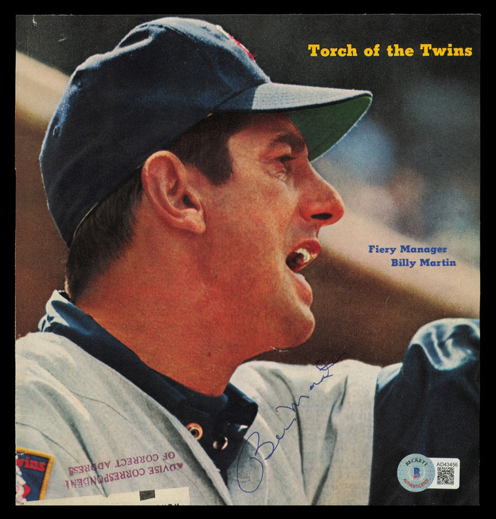 Billy Martin Signed 8x8 Magazine Page Minnesota Twins Beckett #AD43456
