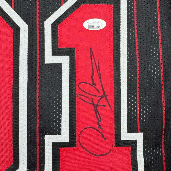 Autographed/Signed DENNIS RODMAN Chicago Pinstripe Basketball Jersey PSA/DNA COA