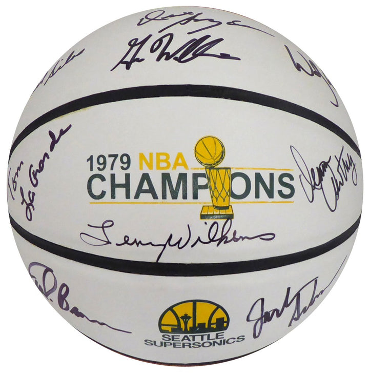 1978-79 NBA Champs Sonics Multi Auto Basketball 9 Sig Fred Brown Lenny Wilkens