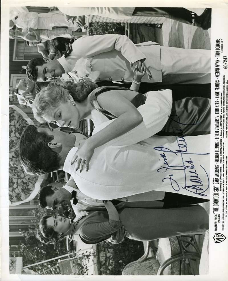 Rhonda Fleming Psa Dna Coa Hand Signed Crowded Sky 8x10 Photo Autograph