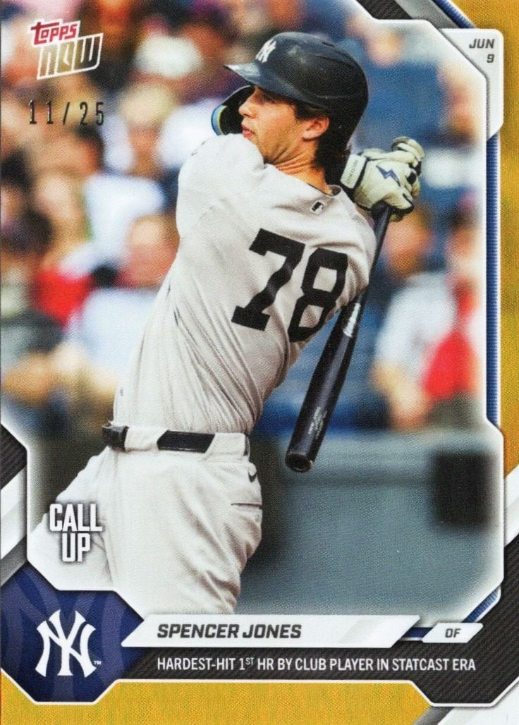2026 Topps Now Spencer Jones #308 Orange Foil /25 Rookie RC Baseball Card