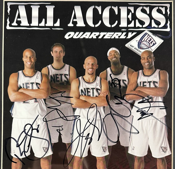 NJ Nets Team Signed 8x10 Framed Magazine Jason Kidd Vince Carter 5 Auto Nets COA