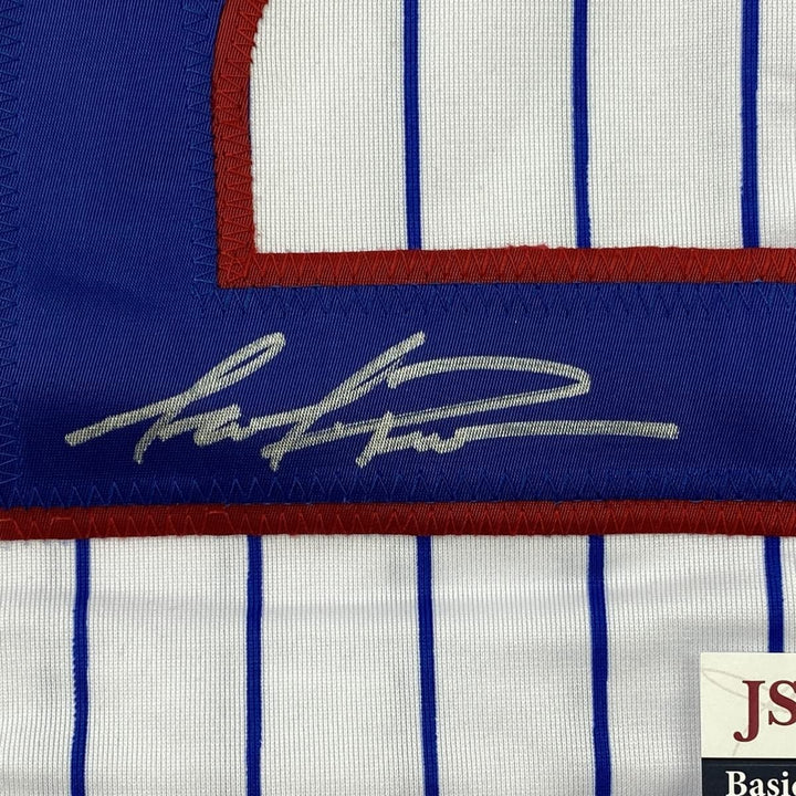 Framed Autographed/Signed Mark Prior 35x39 Chicago Pinstripe Jersey JSA COA