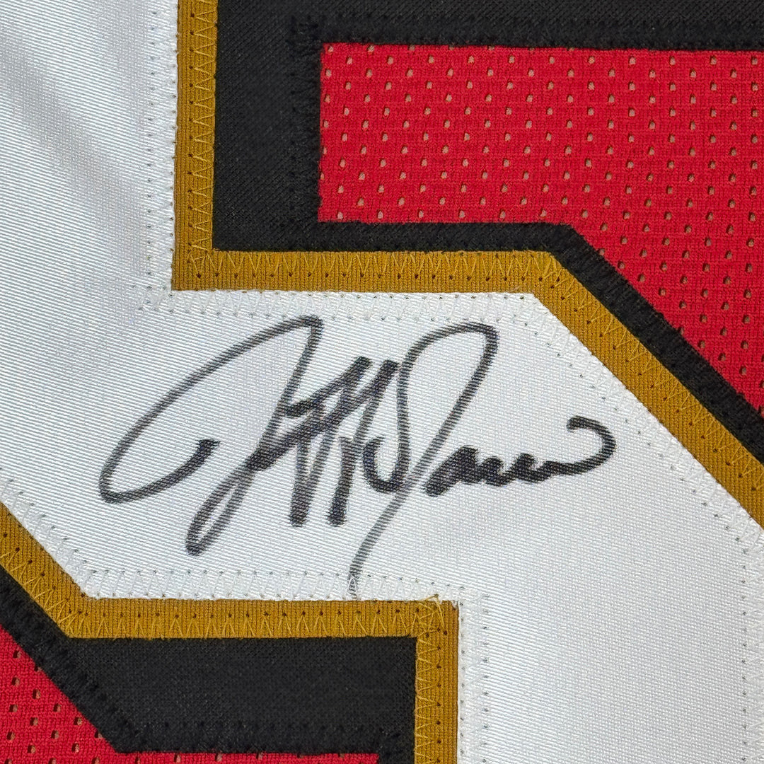 FRAMED Autographed/Signed JEFF GARCIA 33x42 Red Football Jersey BAS COA