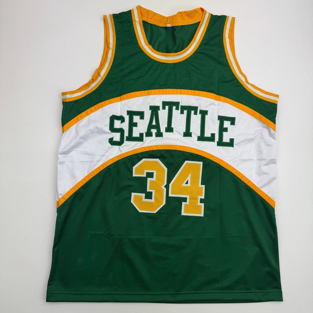 Autographed/Signed Xavier McDaniel Seattle Green Basketball Jersey BAS COA