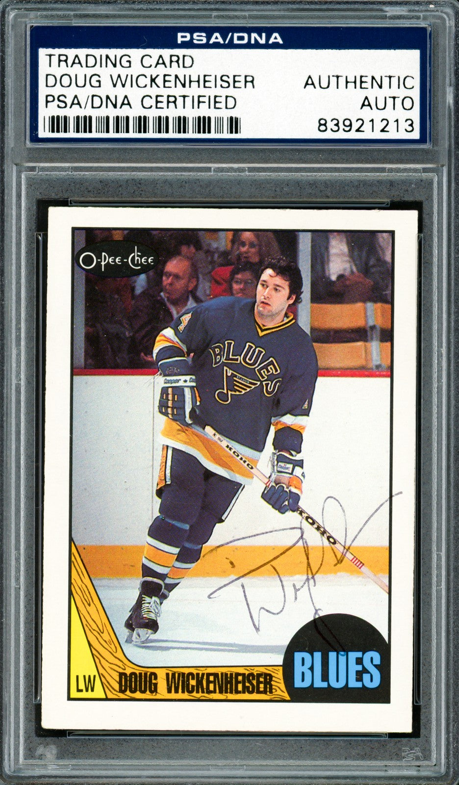 Doug Wickenheiser Signed 1987-88 O-Pee-Chee Card 193 Blues PSA/DNA 83921213