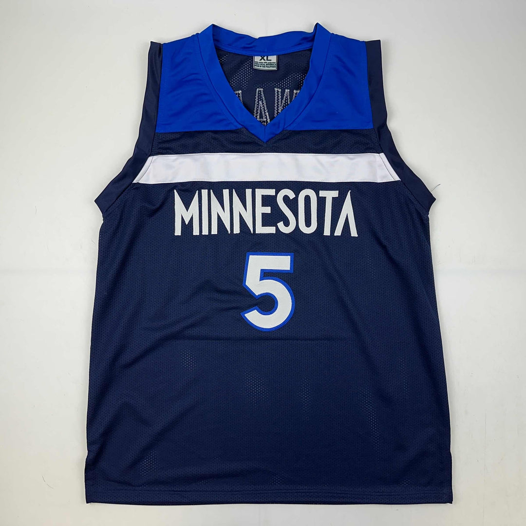 Facsimile Autographed Anthony Edwards Minnesota Blue Reprint Auto Jersey Mens XL
